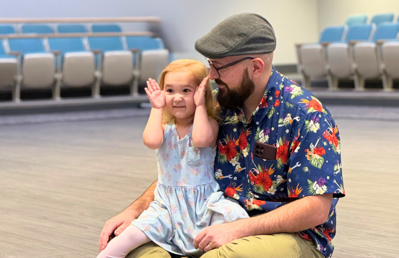 Father with Daughter during Suzuki lesson